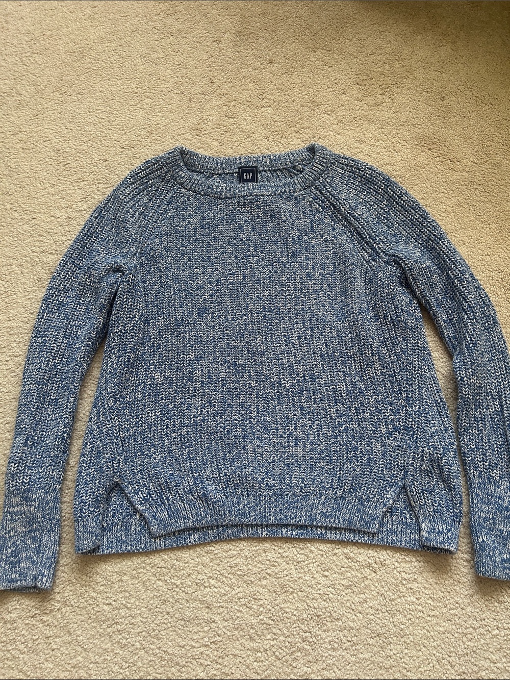 GAP Women's Blue Marled Scoop-Neck Knit Sweater